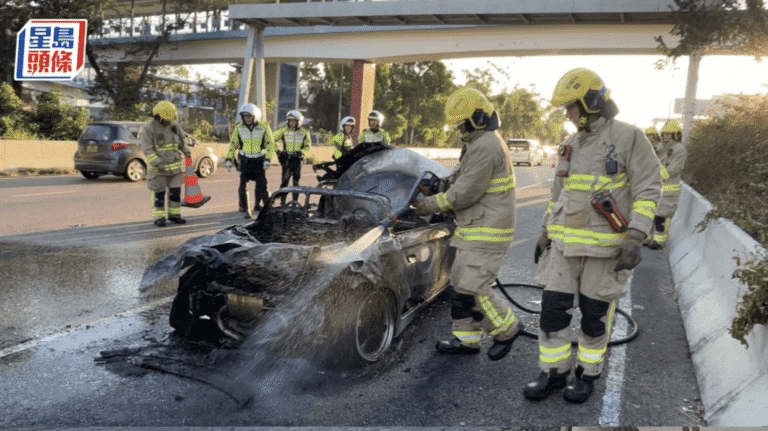 東區走廊驚險瞬間：私家車自燃，司機死裡逃生！