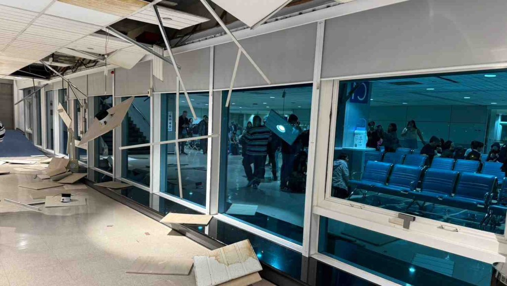 台灣宜蘭7級強震｜桃園機場天花板鋼架砸落 旅客驚呼逃生