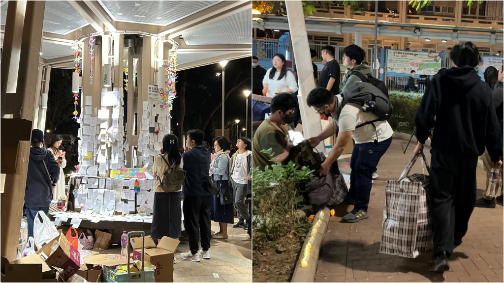大埔宏福苑悼念活動結束，義工協力清理現場