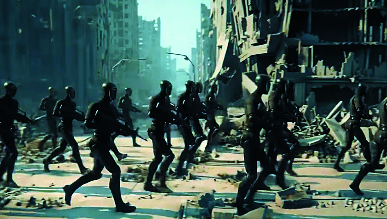 東部戰區發布AI製作的機械人攻城畫面。東部戰區