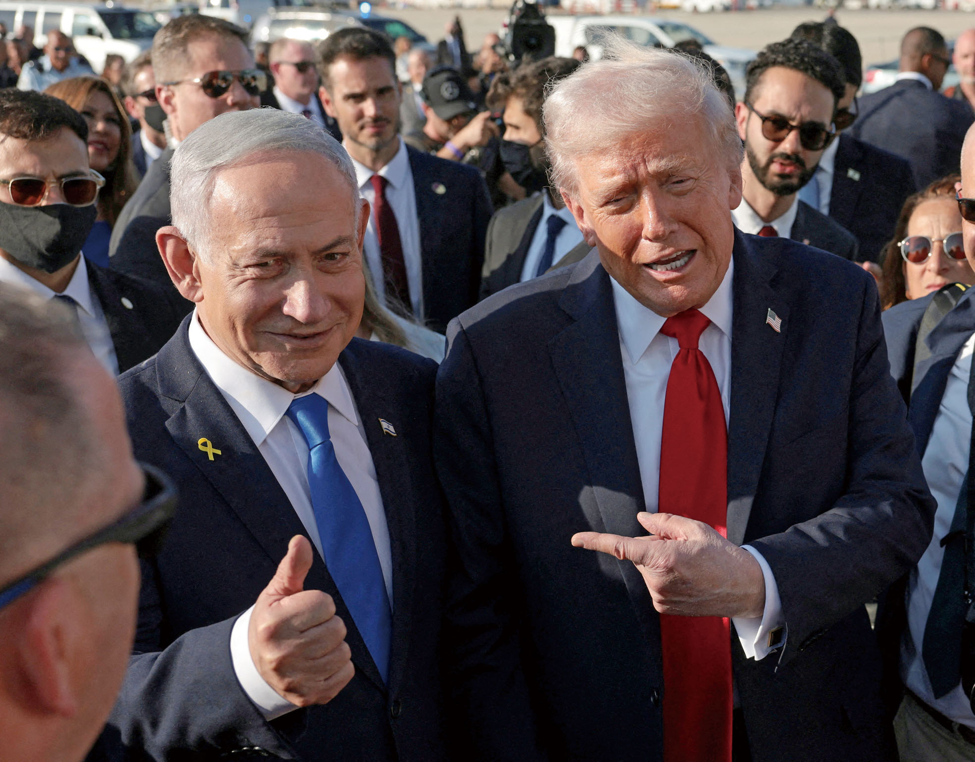 以色列總理內塔尼亞胡計劃在月底出訪美國並會晤特朗普，圖為二人今年10月會面情形。路透社資料圖片