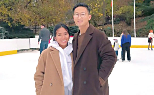 黎湯米和女友林瑞妮的合影。KTLA電視畫面