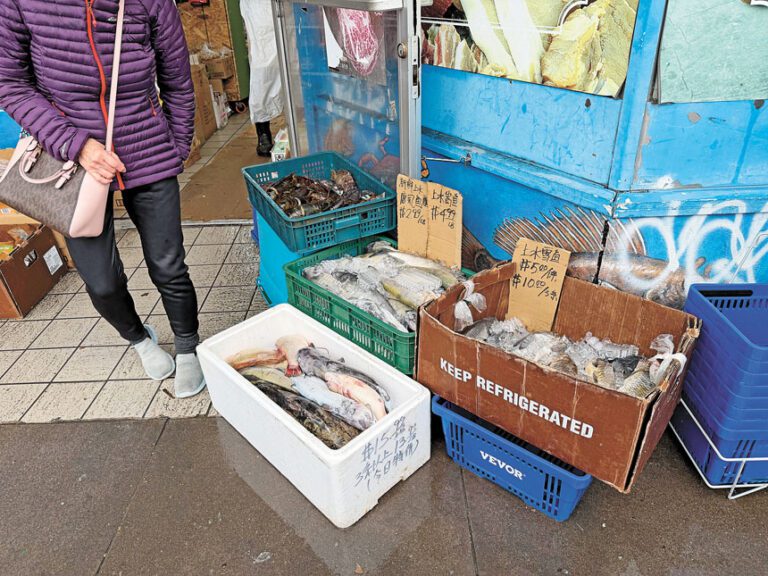 原本應出現在冬至節慶餐桌上的生猛海鮮，現已死氣沉沉。記者蘇婕雅攝 .c2/.c3 面對清空海鮮池和冷柜，店主只能連聲嘆息。記者蘇婕雅攝