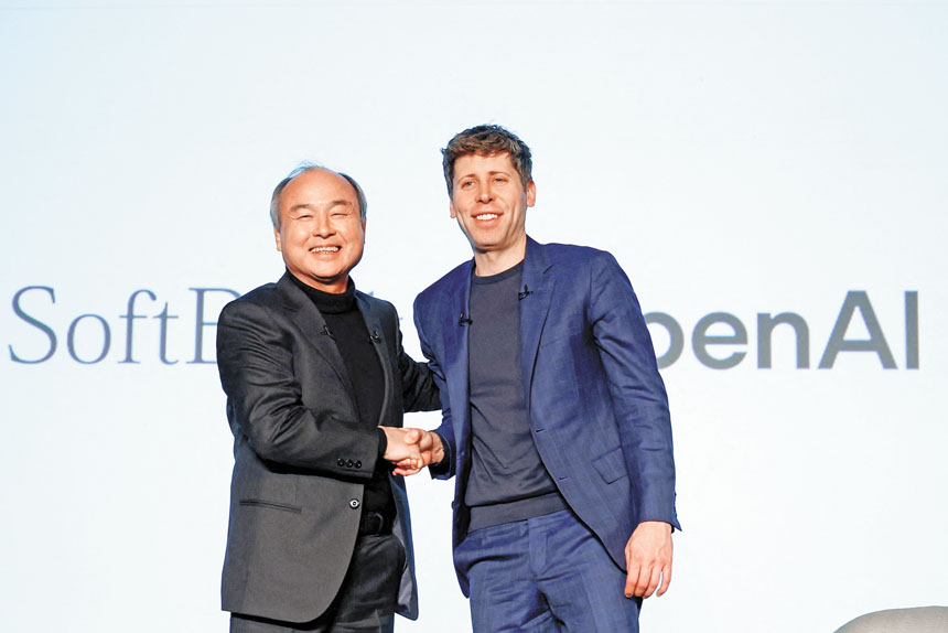 OpenAI和軟銀共同投資基礎建設公司，圖為之前軟銀CEO孫正義和OpenAI CEO奧爾特曼會面情形。路透社資料圖片