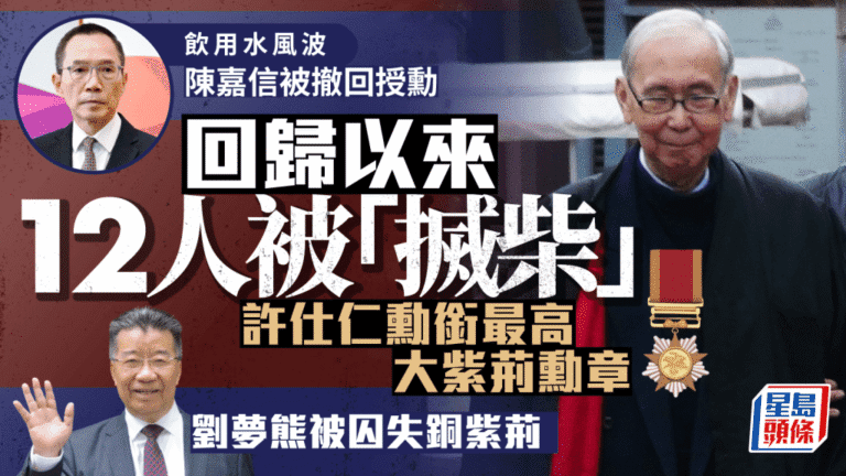 政府「搣柴」！陳嘉信飲用水風波被撤回銀紫荊星章，回歸後第12人失勳銜