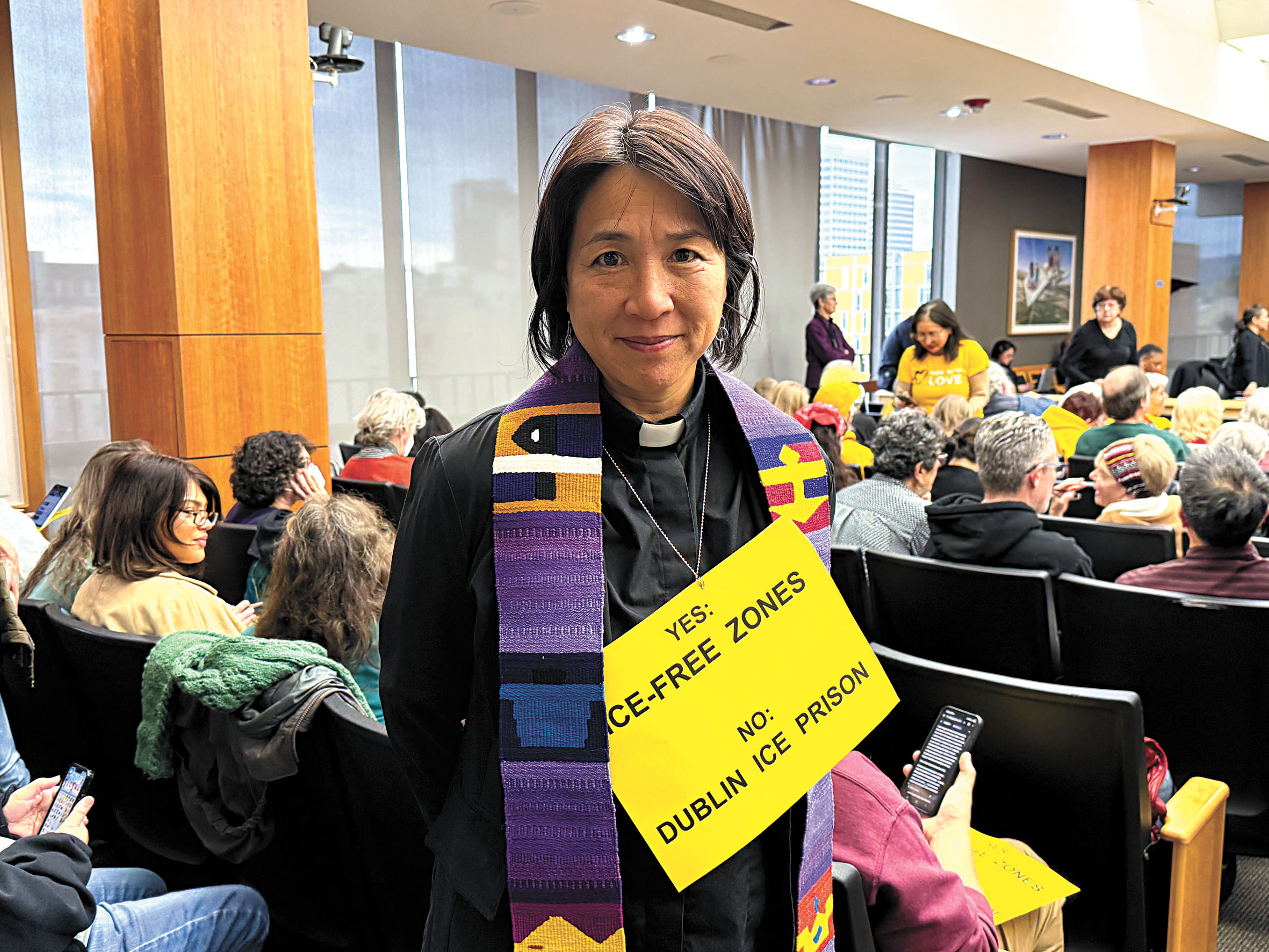 跨宗教人權正義運動牧師李蔡蘭表示，ICE 進入灣區將對移民社區造成長遠傷害。記者陳程威攝