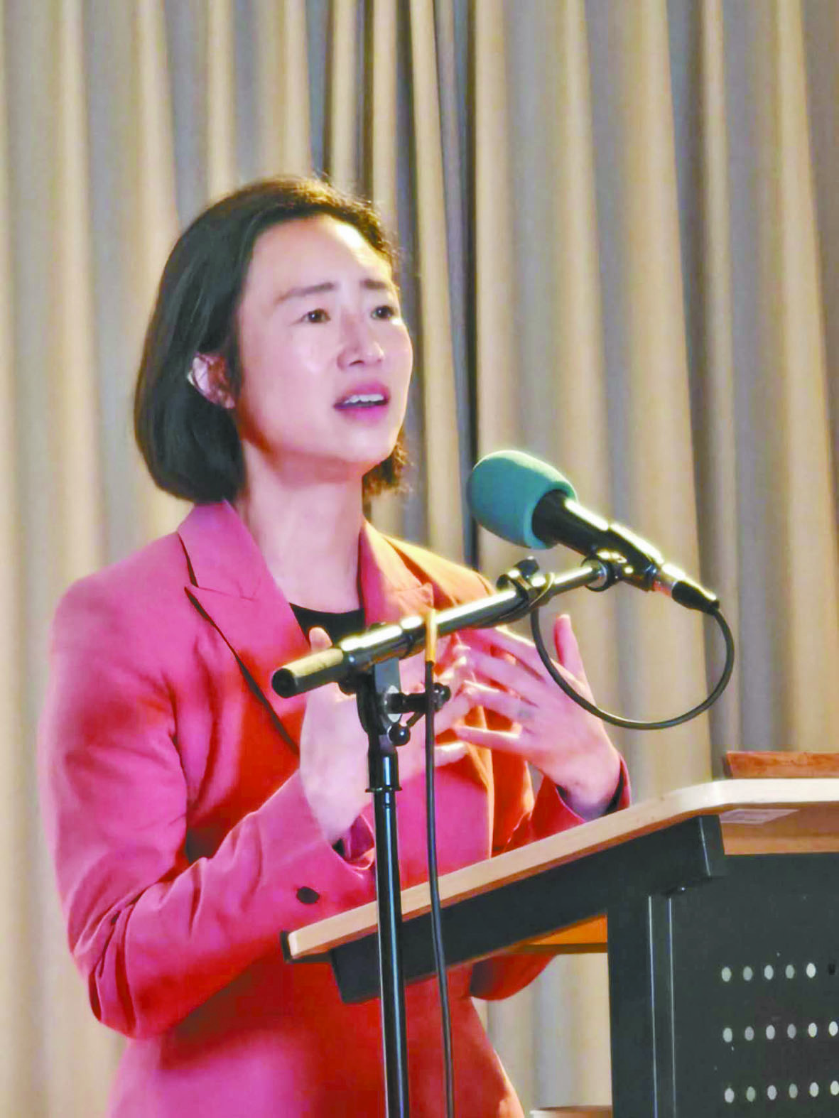 國會眾議員候選人陳詩敏出席三藩市普世教會協會論壇。競選團隊提供