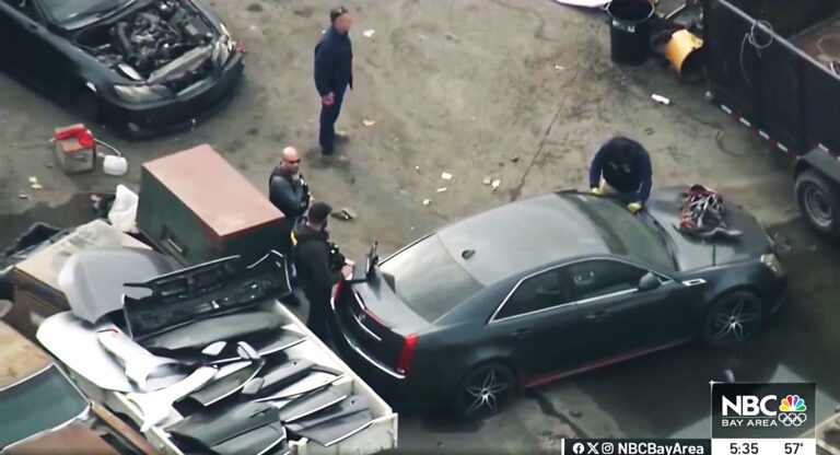 多機構執法人員周三在東灣地區搜查。NBC電視畫面