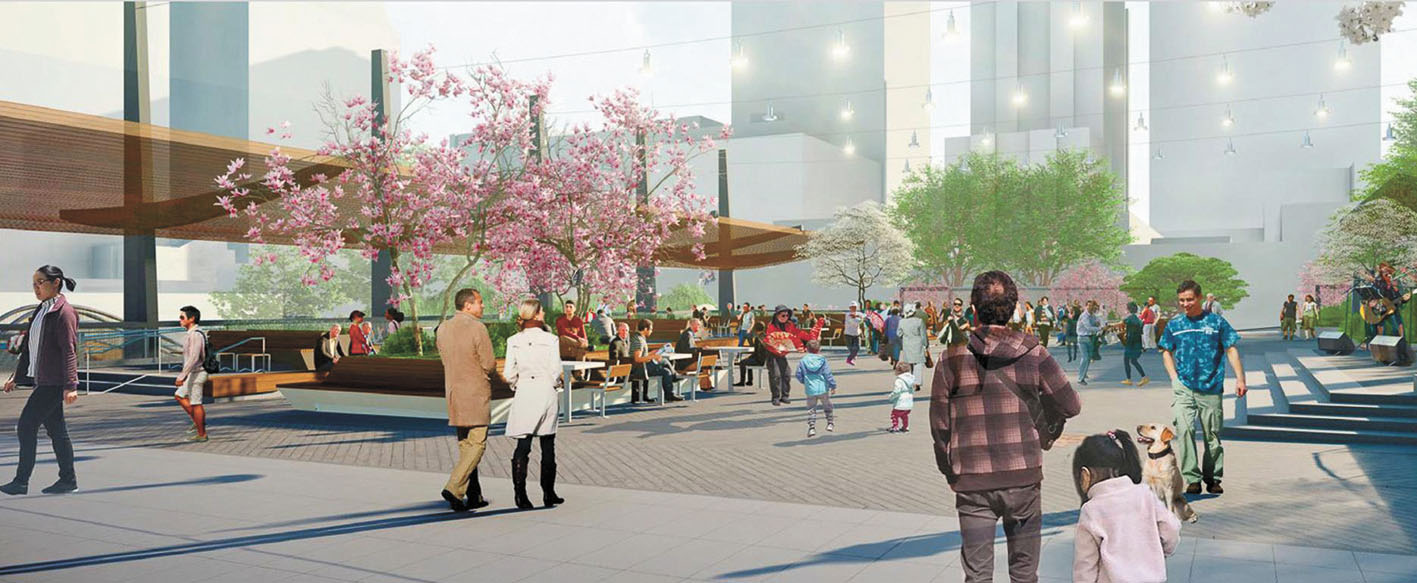 目前華埠花園角廣場的全貌。記者黃偉江攝