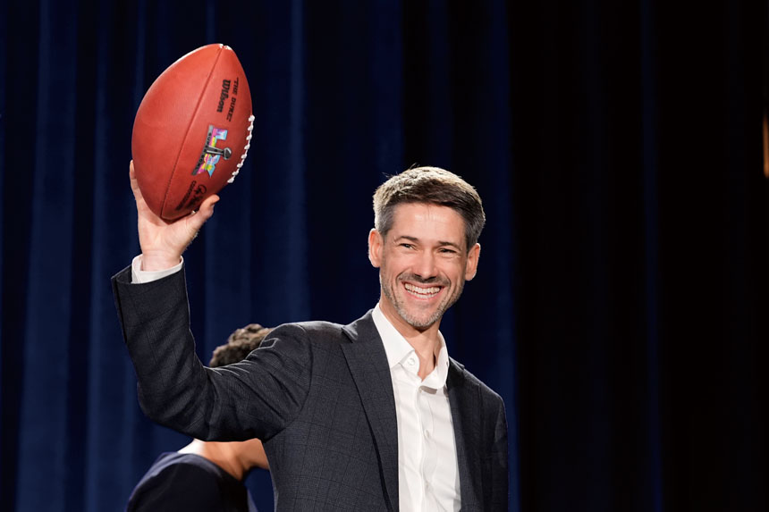 馬漢在2025年超級盃結束後舉行的記者會上。美聯社資料圖