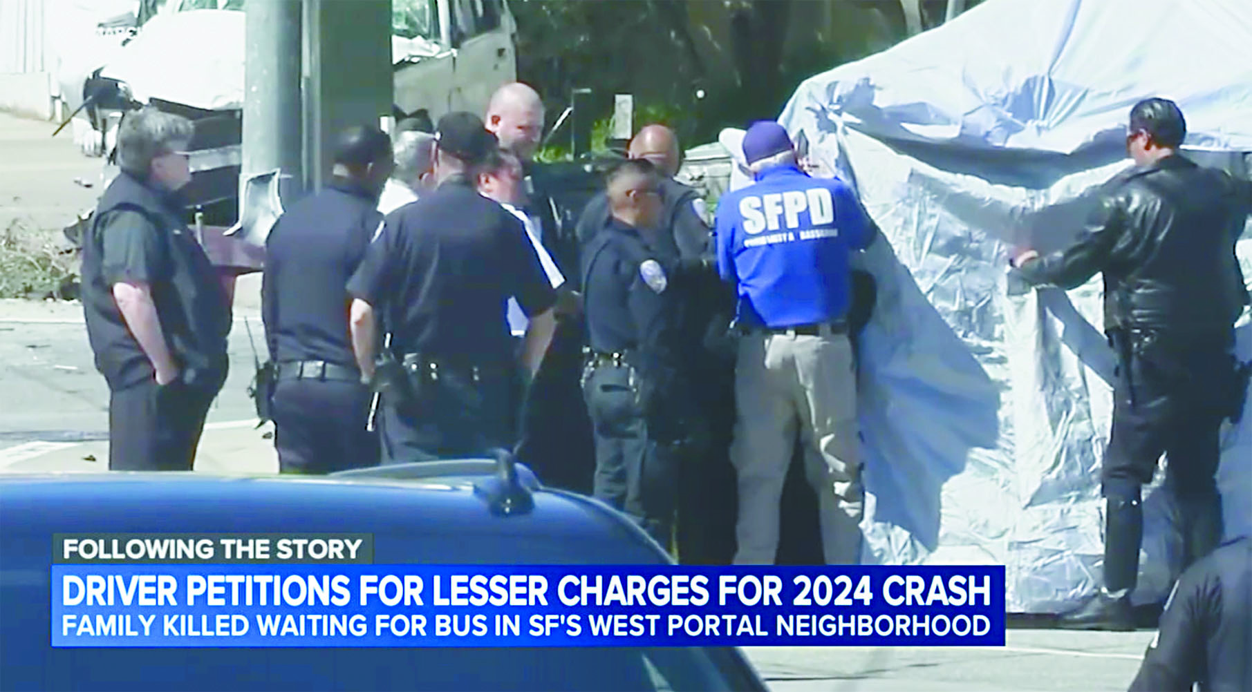 三藩市West Portal一家四口死亡車禍周五開庭。ABC7電視畫面