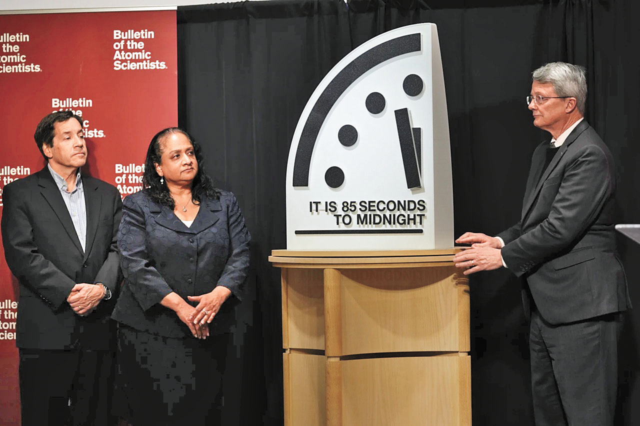 科學家將「末日時鐘」設定還有85秒。美聯社