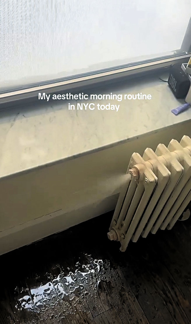 暖氣爐閥門因壓力過大飛脫，大量沸水隨即噴湧而出。Soudersam instagram圖片