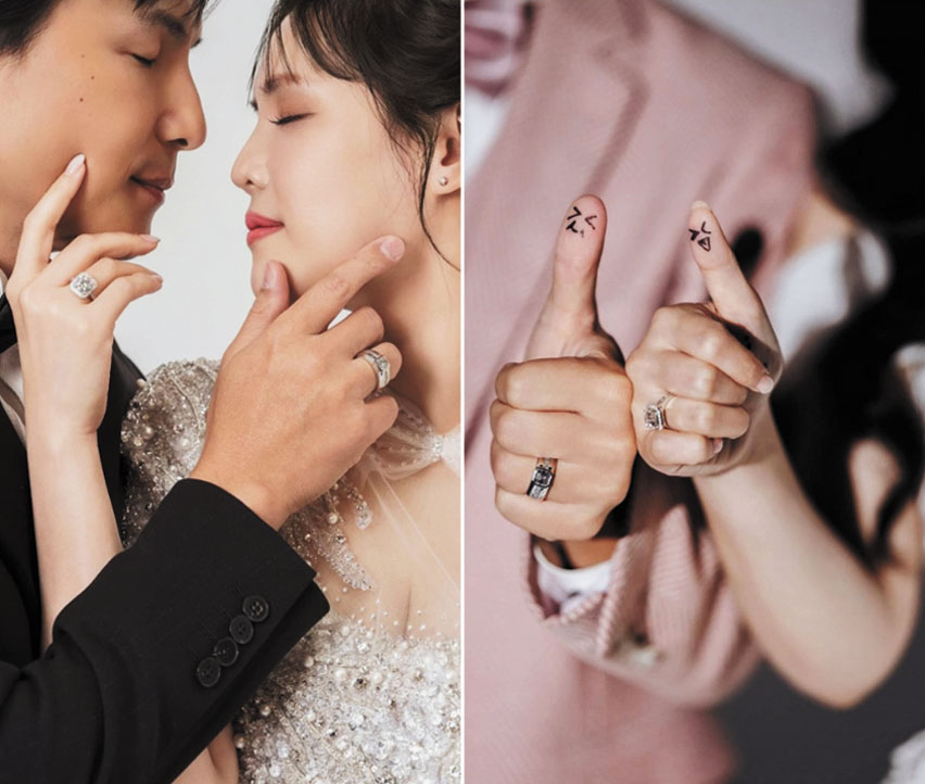 孫協志和夏宇童曬鑽戒。網上圖片