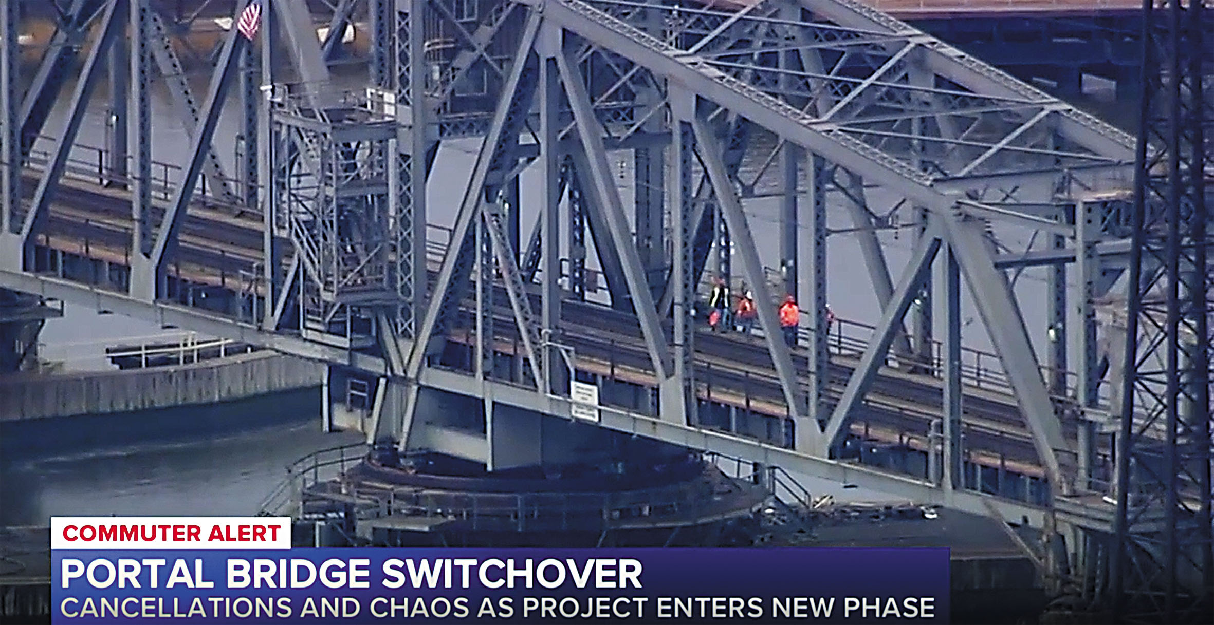 波塔爾橋切換工程首階段正式展開。 CBS紐約截圖