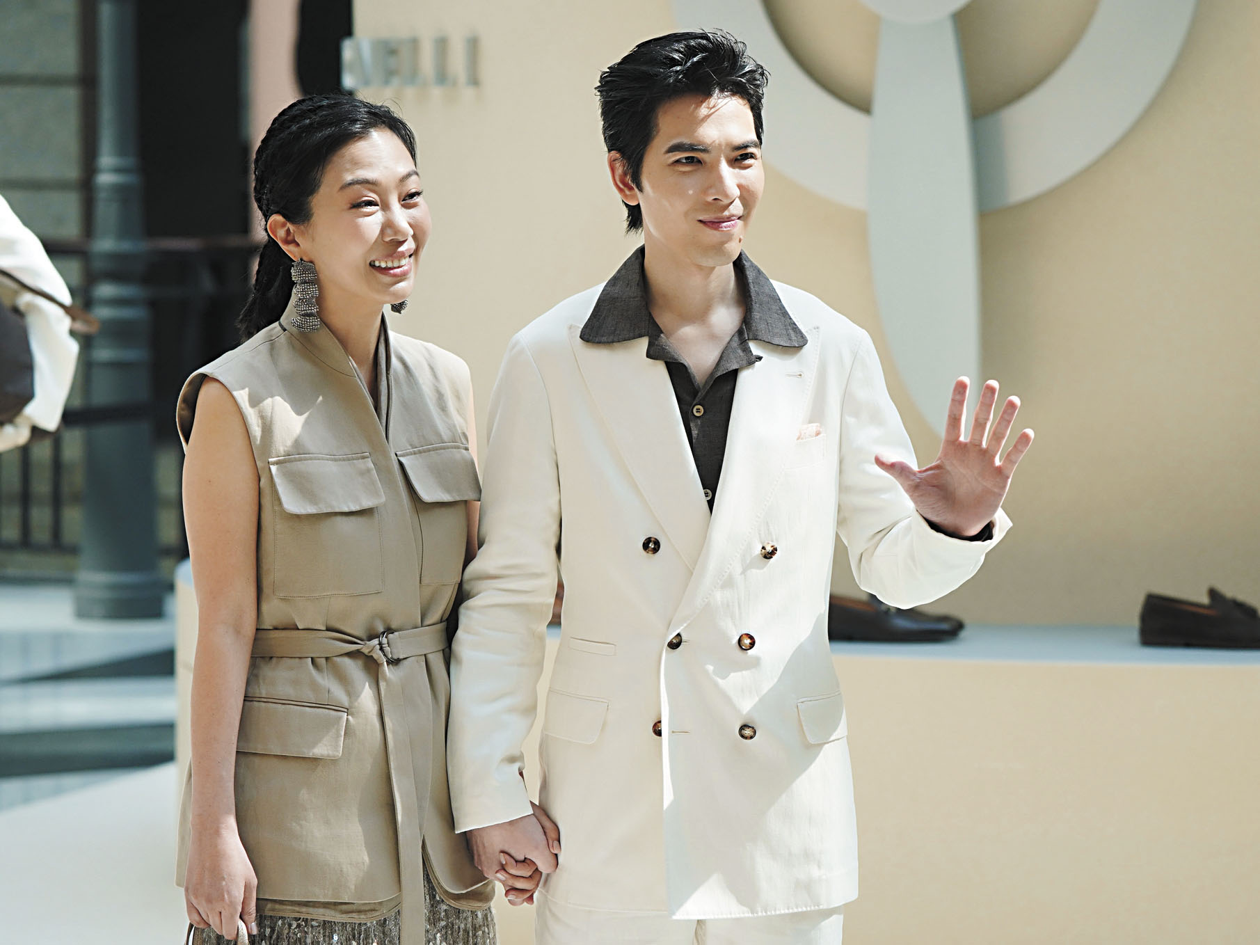 蕭敬騰（右）與太太林有慧（左）。中央社資料圖片