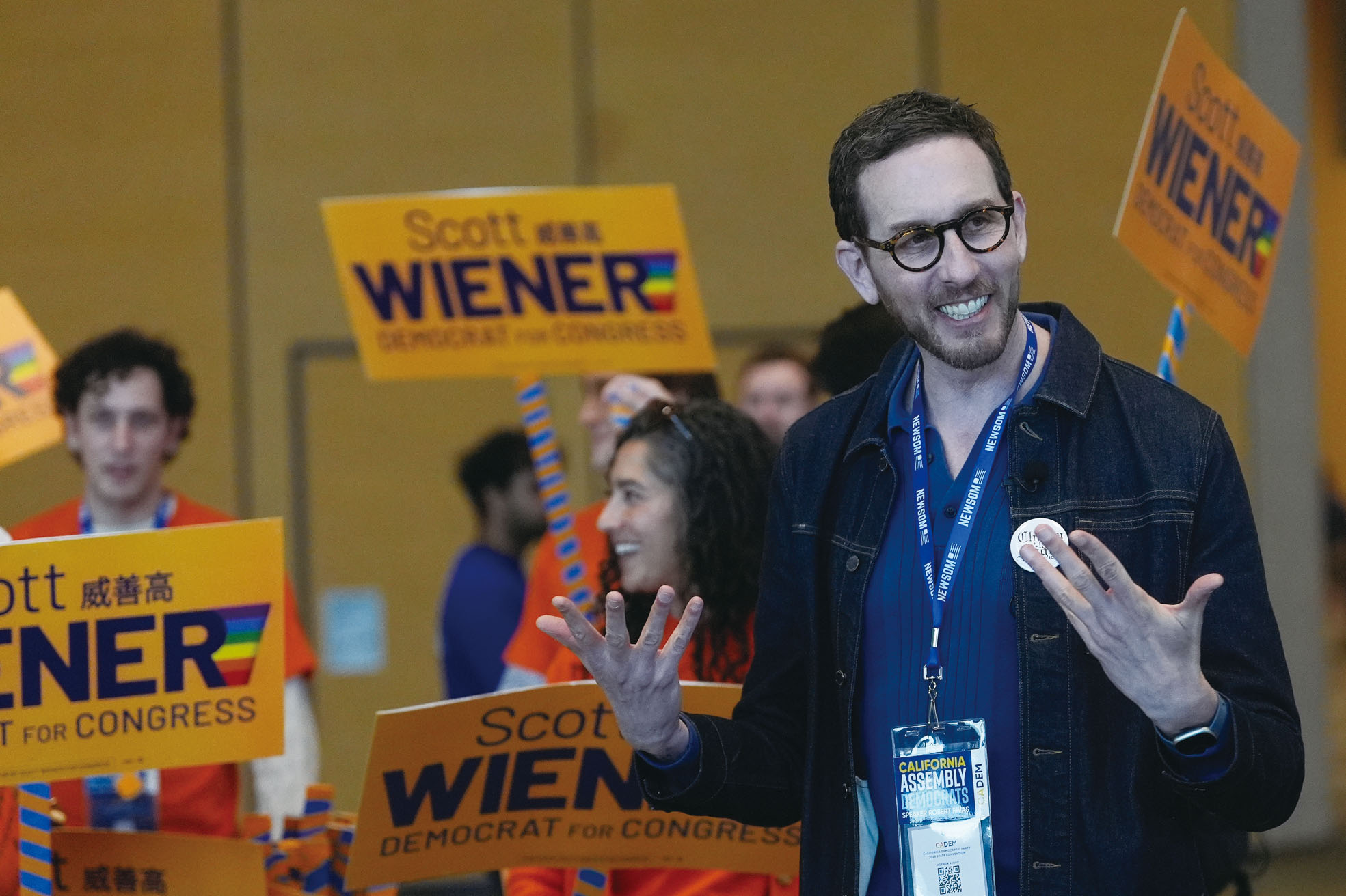 三藩市州參議員威善高獲州民主黨支持競選國會議席。美聯社