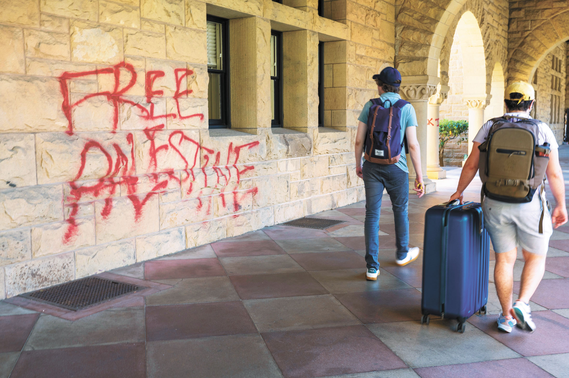 2024年史丹福大學挺巴人示威觸發惡意破壞事件。美聯社資料圖片