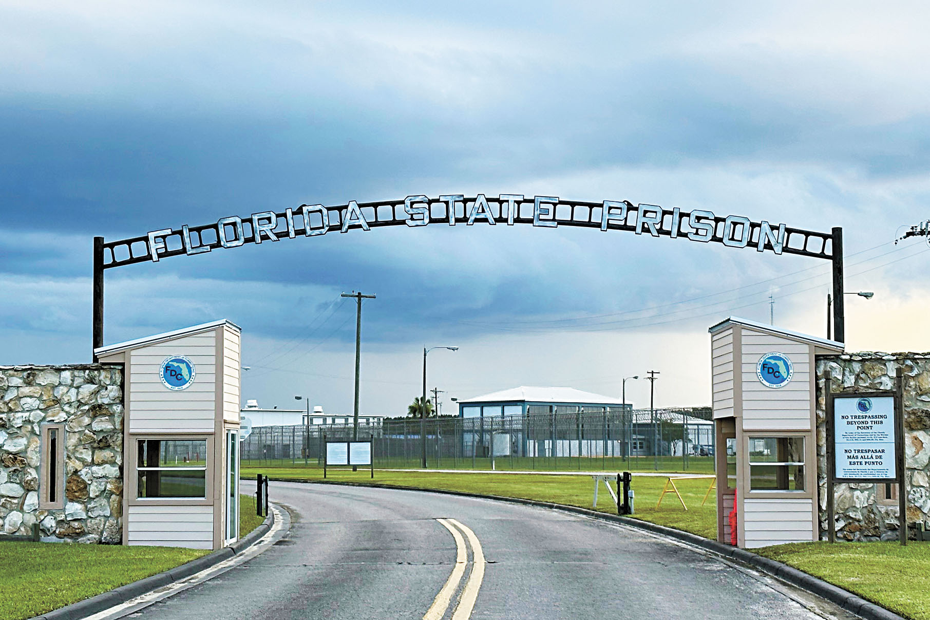 佛州斯塔克市州立監獄入口。美聯社