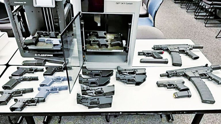 警方收繳的槍枝。聖他克拉縣地檢署