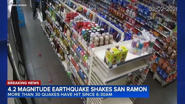 北加州灣區清晨連30震！4.2級地震嚇壞居民，7-Eleven貨品被散落一地 | 有影片