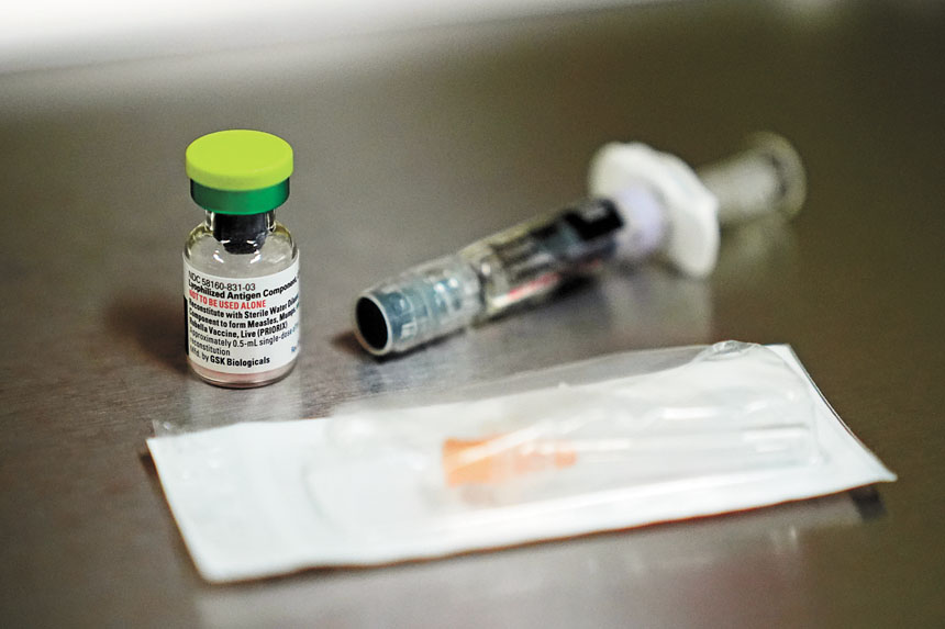 圖為有效防護麻疹的MMR疫苗。美聯社