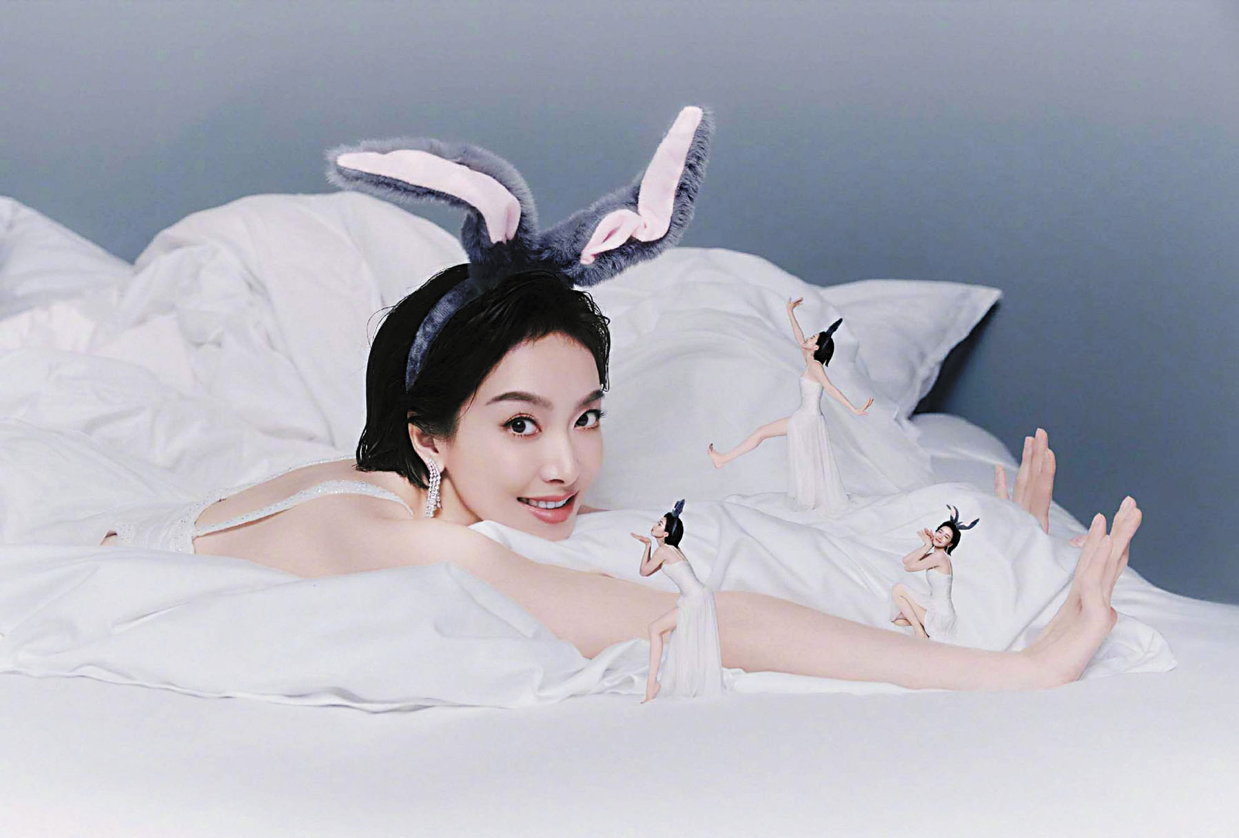 宋茜戴著兔耳，靈動嬌俏。網上圖片 .c2/.c3