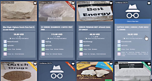 圖為「隱身市場」展示界面。 檢方提供