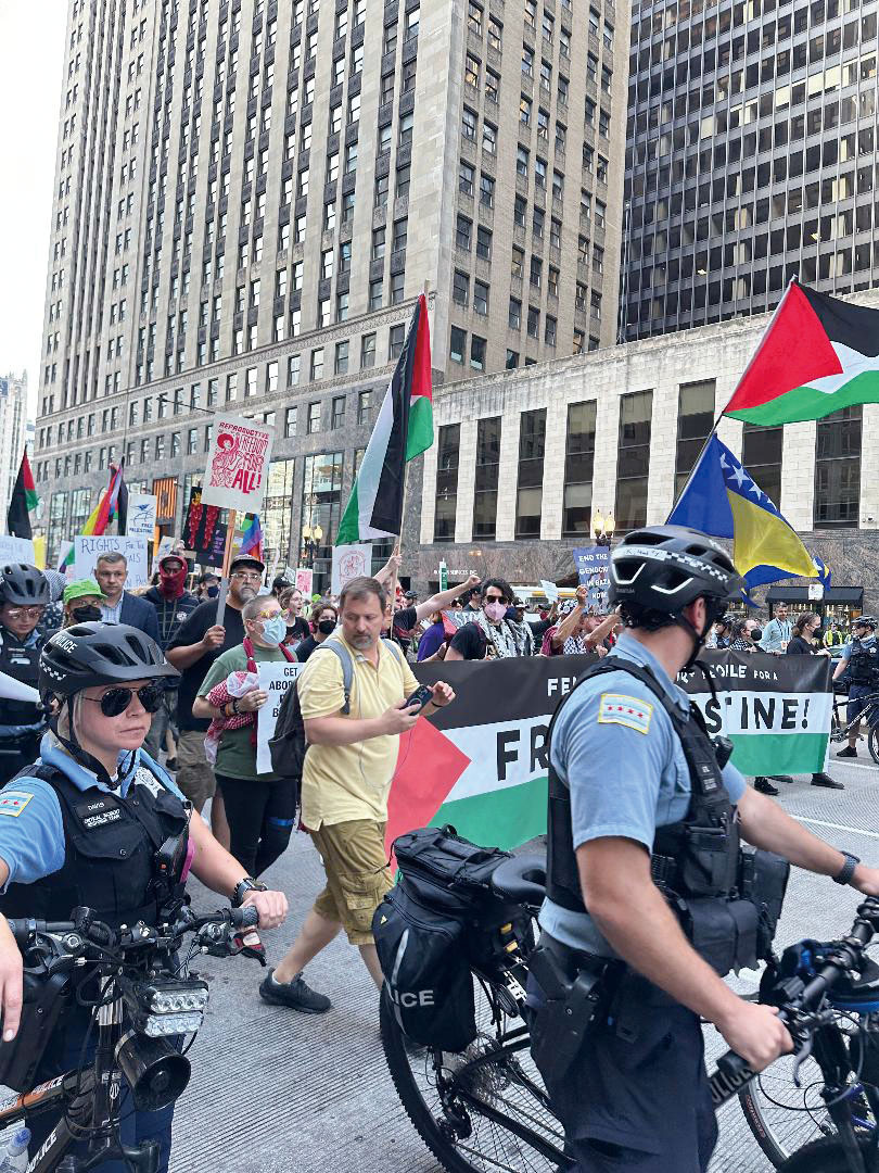 芝加哥曾在2024年8月為全美民主黨代表大會的主辦城市,當時引發多起示威行動。本報檔案照\梁敏育攝