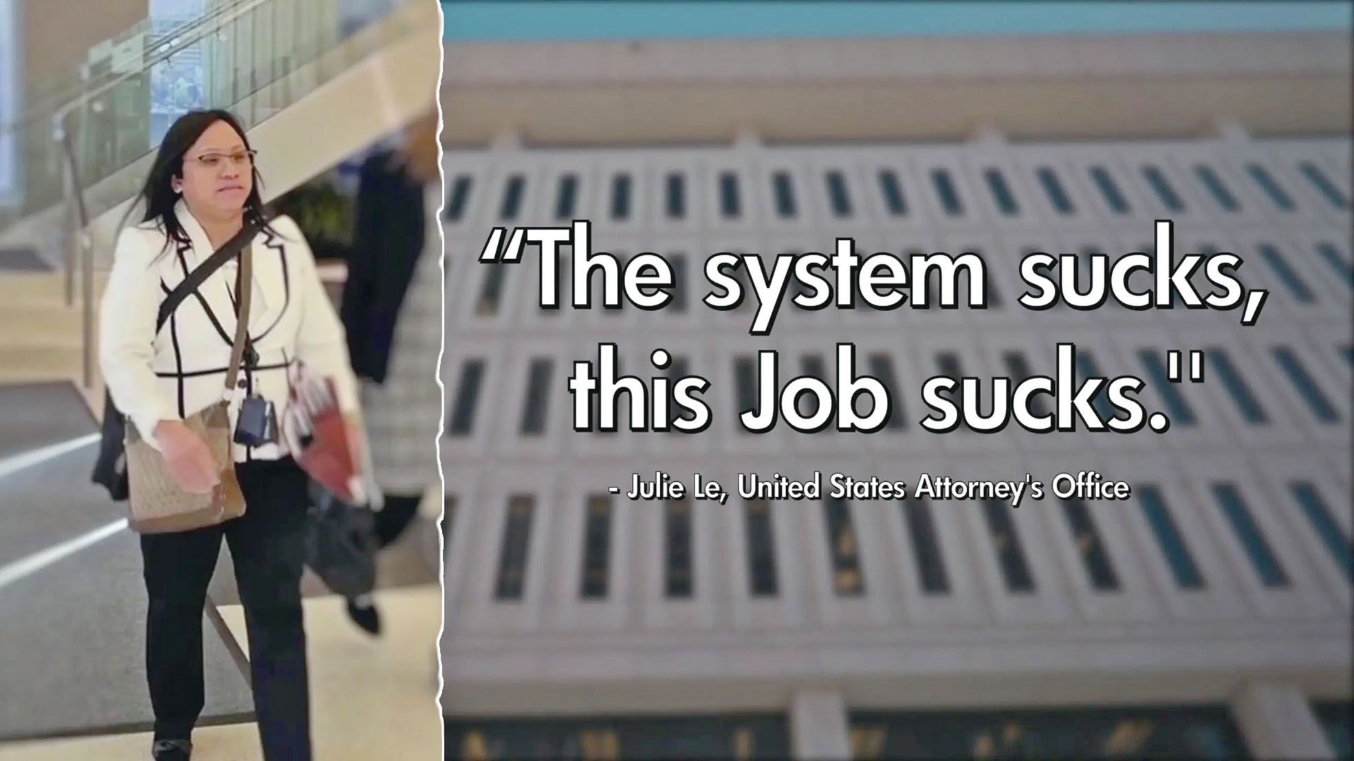 據知情人士透露，聯邦檢察官樂朱莉（左）在法庭上告訴法官她的工作「糟透了」後，她已經被司法部免職。