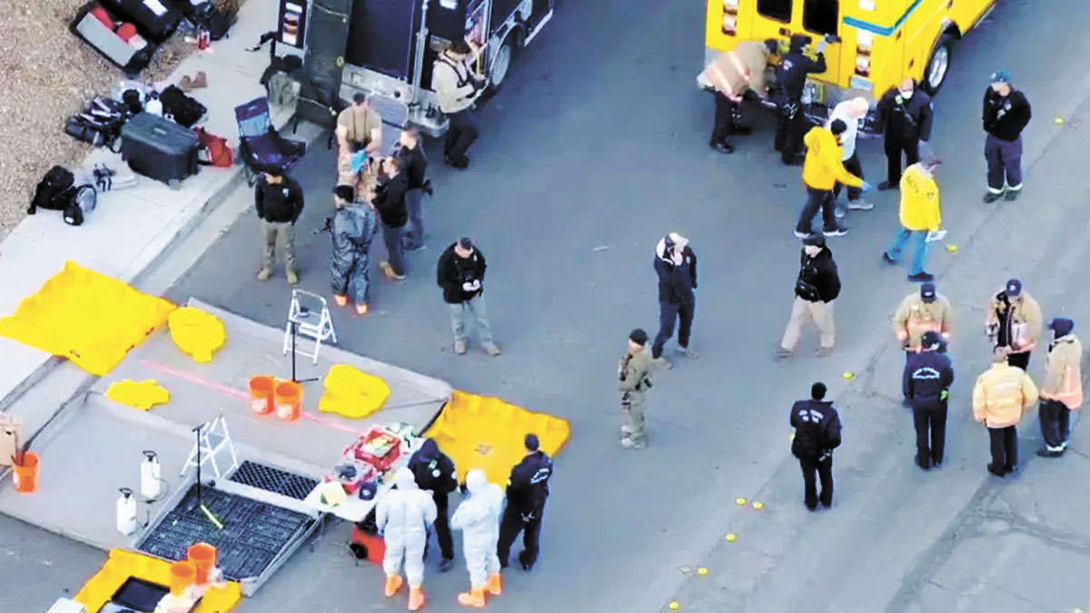 拉斯維加斯大都會警方表示，超過1000件含有「潛在生物和危險物質」的樣品主要在一個上鎖的車庫中被發現。  電視截圖