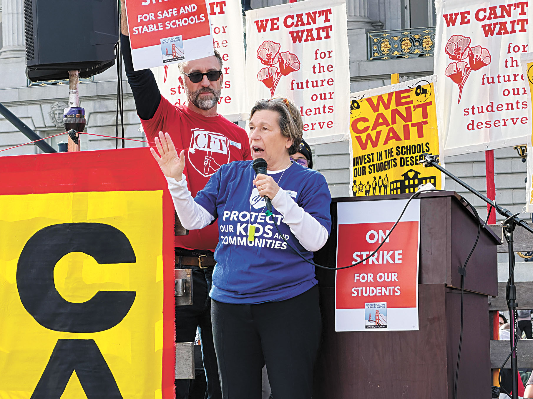 教師工會全國主席溫加滕表示，這不只是薪資談判，而是關乎社區是否願意投資下一代。記者蘇婕雅攝