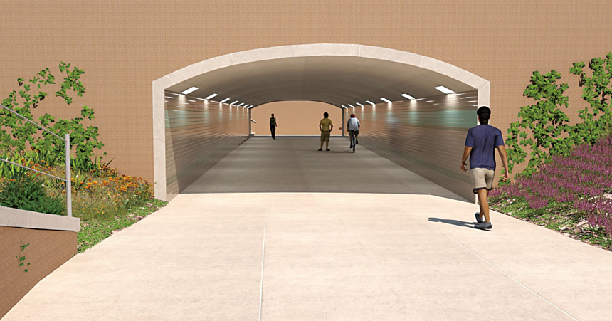 門羅公園跨鐵路地下通道示意圖。門羅公園市府提供