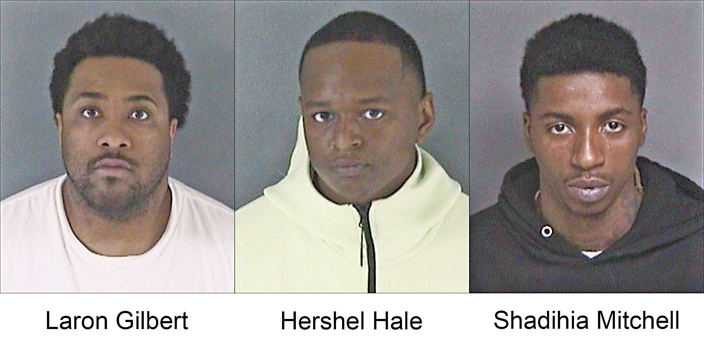 三被告左起:吉爾伯特、黑爾及米切爾。屋崙警察局