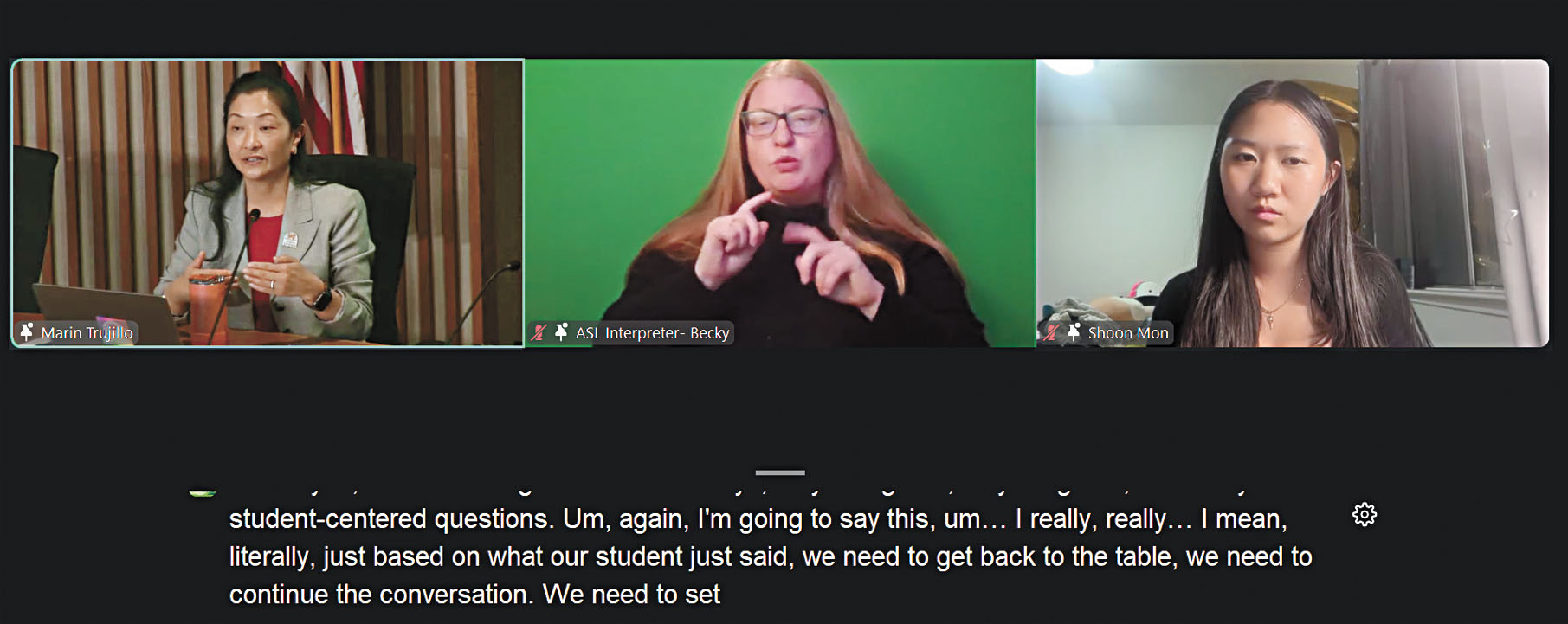 學生代表亦在會上表達憂慮,指出學生對可能罷課的資訊感到混亂,呼籲校區加強溝通。會議截圖