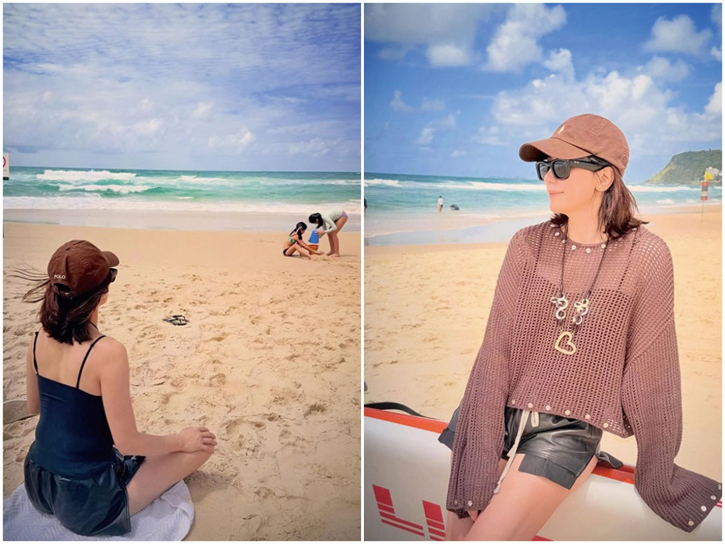 賈靜雯曬出多張度假美照。網上圖片