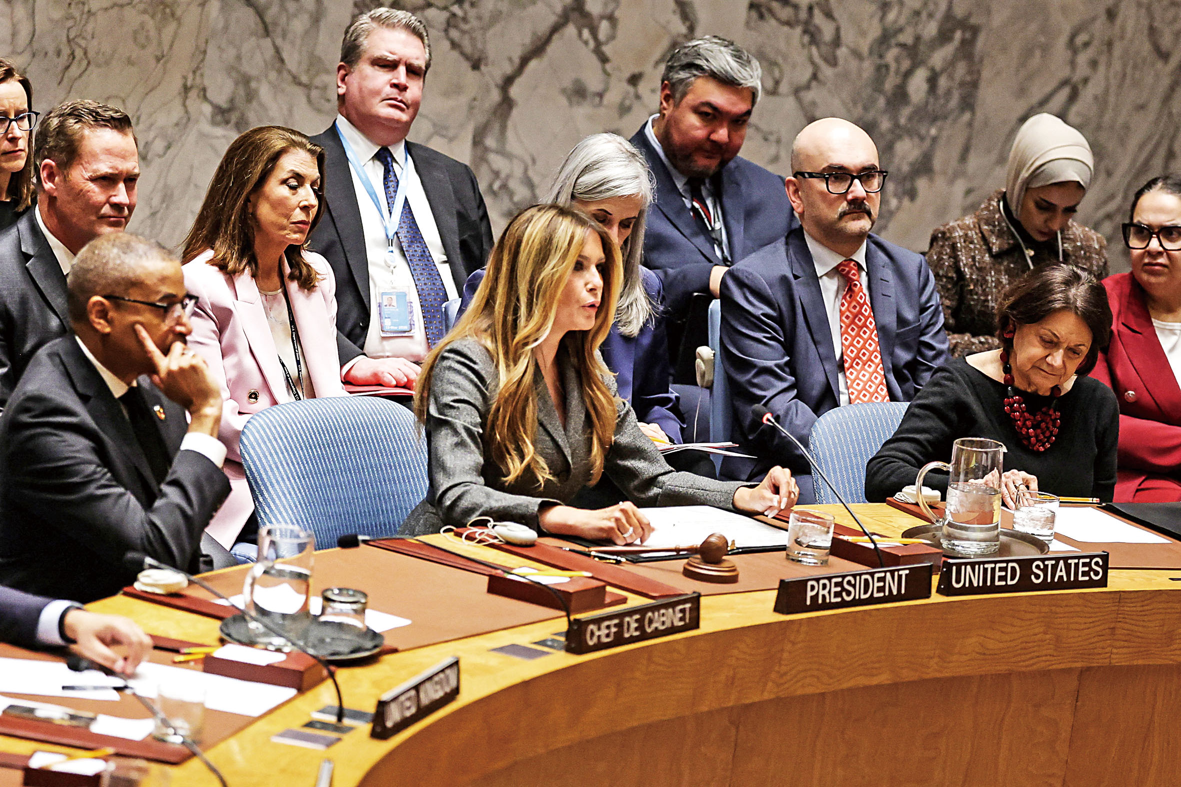 梅拉尼婭主持安理會一場討論保護兒童的會議。路透社