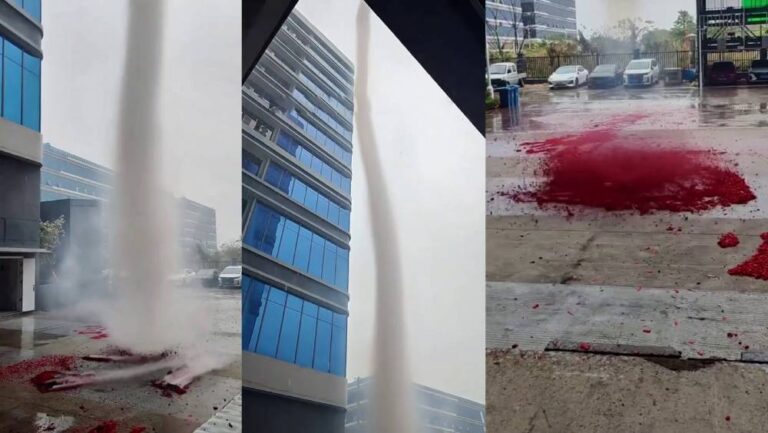 佛山企業開工燃放鞭炮 現場出現「龍吸水」現象實為塵捲風