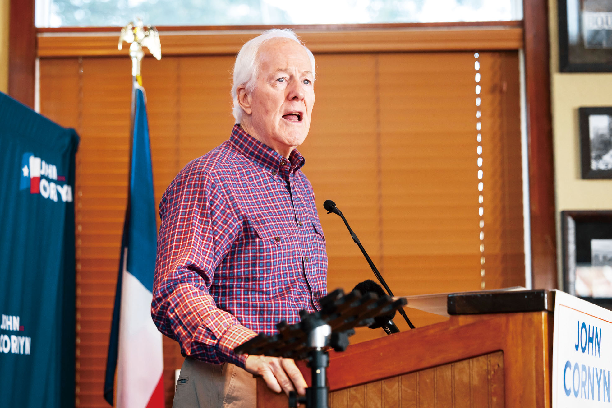 德州共和黨參議員科寧在競選活動中發表講話。美聯社