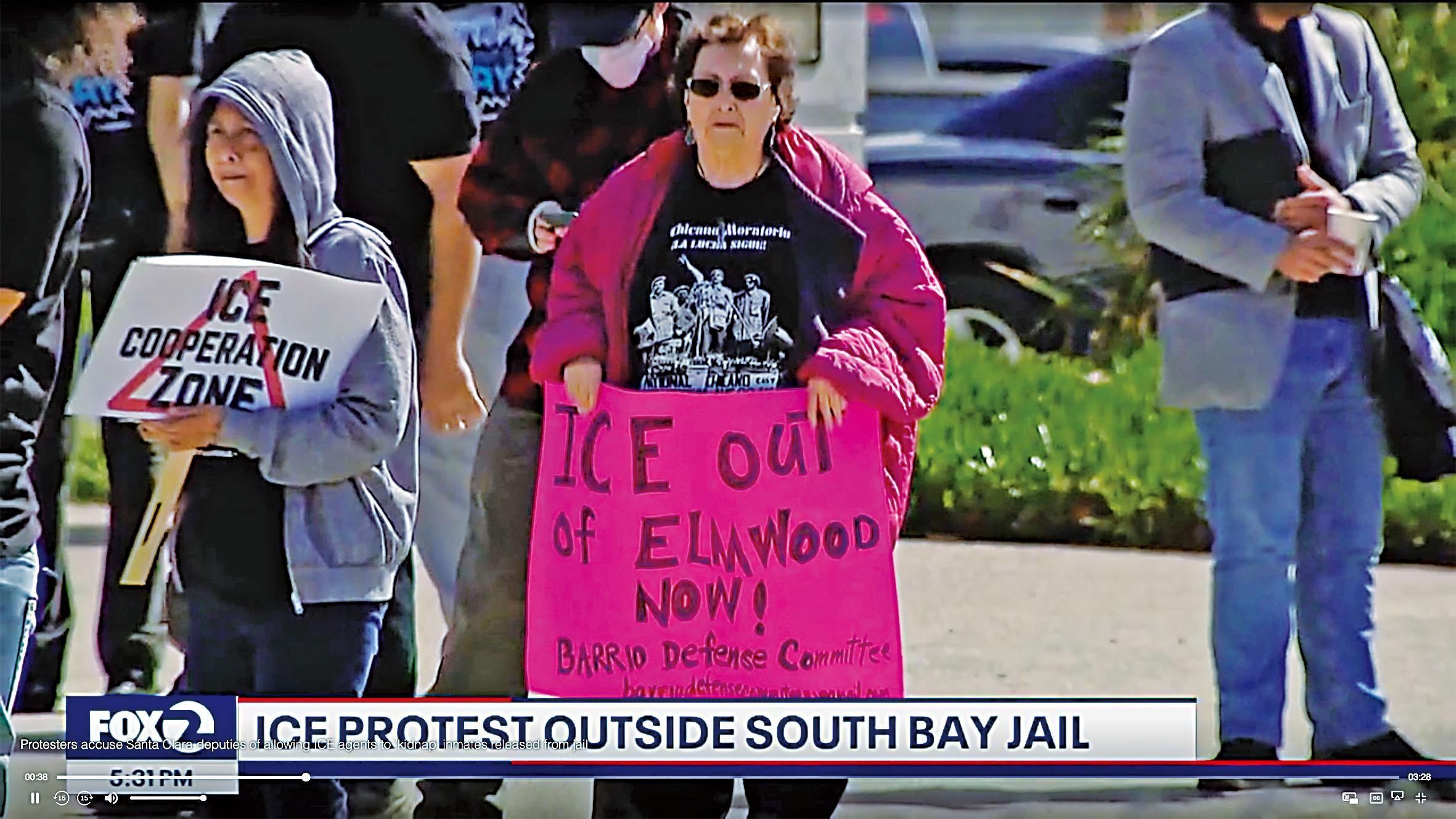 民眾在苗必達抗議。KTVU電視畫面