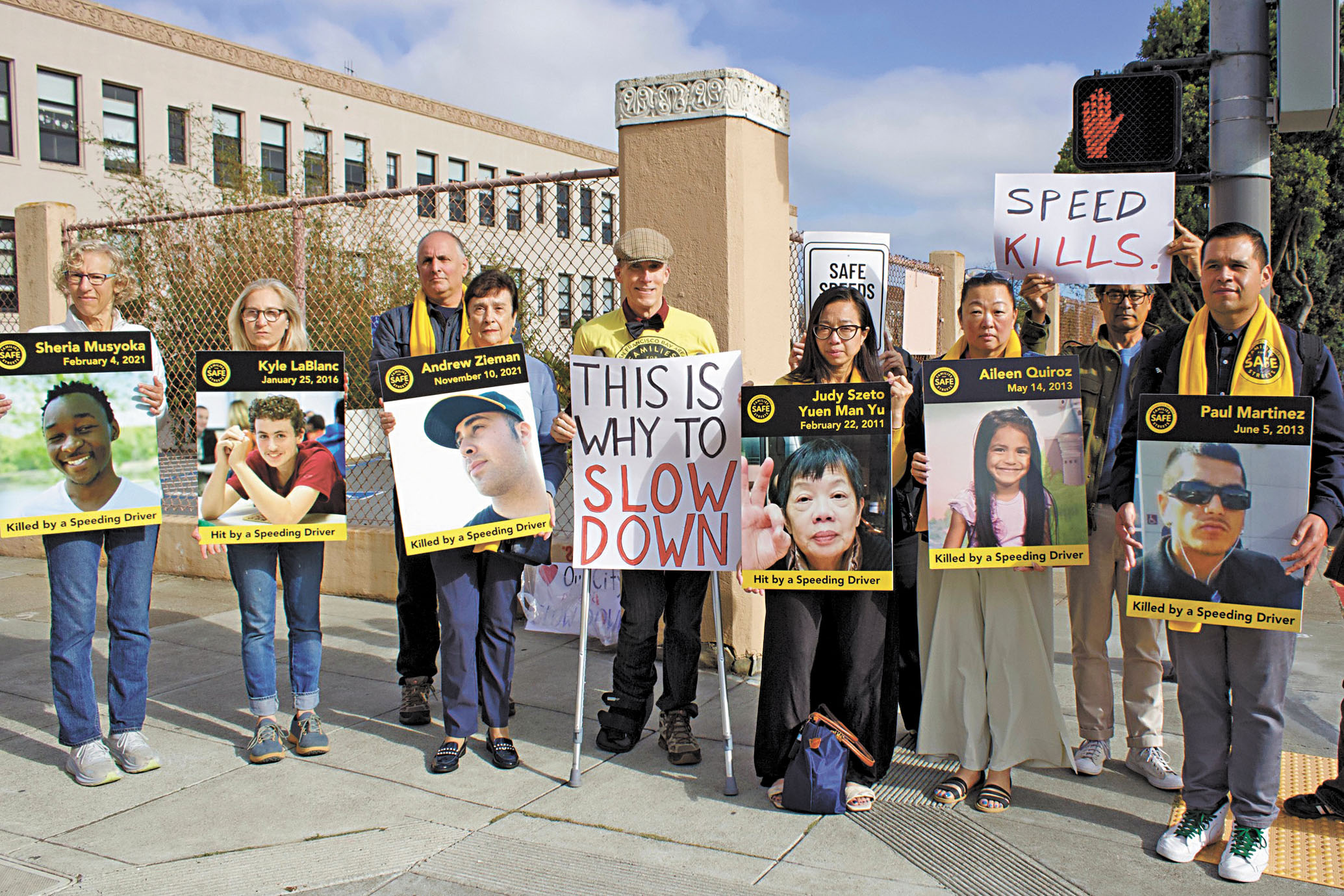 「步行三藩市」此前集會，要求提高行人安全。「步行三藩市」臉書