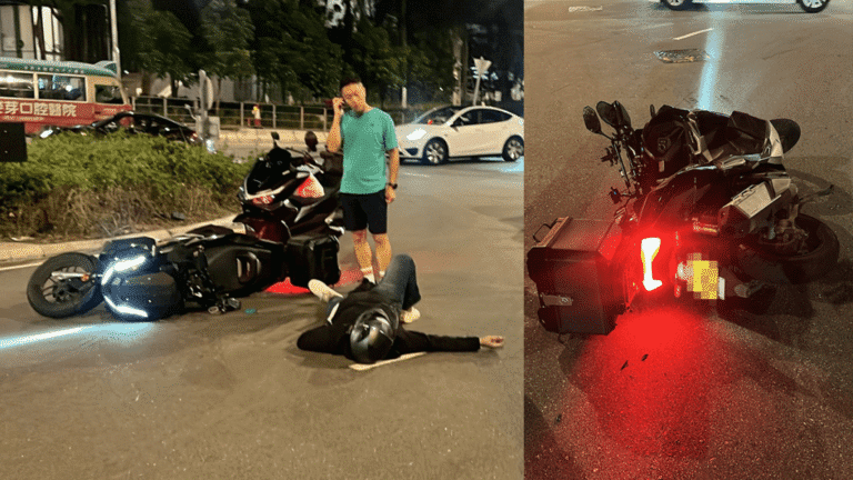 屯門青山灣段迴旋處發生交通意外 電單車與私家車相撞鐵騎士送院