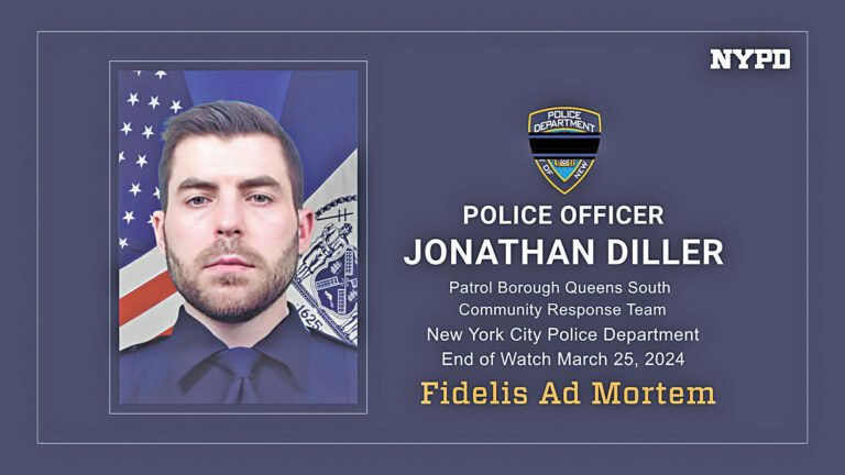 圖為殉職警員迪勒（Jonathan Diller）。 皇后區地方檢察官凱茲（Melinda Katz）社交媒體X