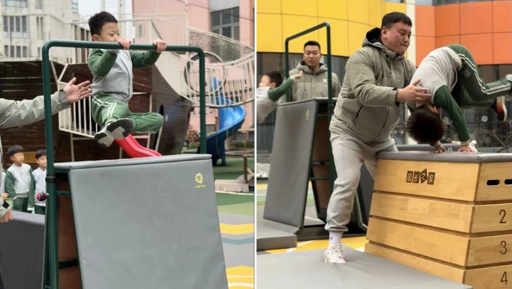 山東幼稚園創新體能課程 幼童挑戰跑酷與障礙訓練