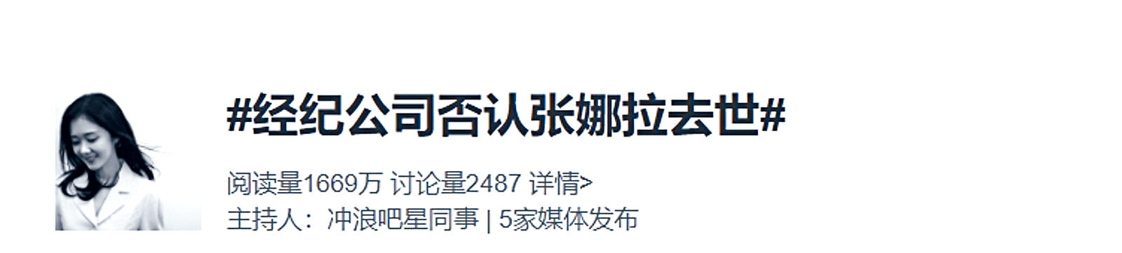 張娜拉一度被傳死訊。