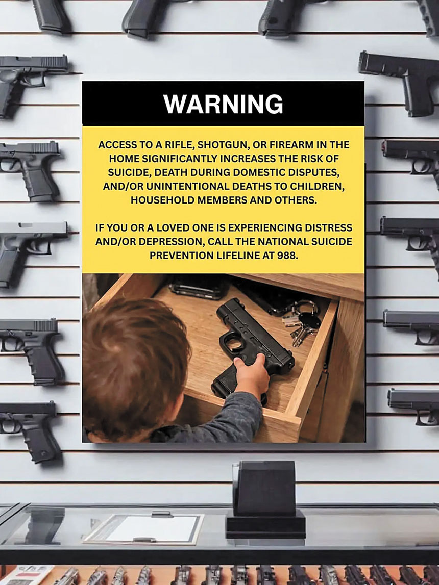 兩州議員公布新提案，擬強制槍支零售商在店內張貼帶有「寫實影像」告示。 Ebottcher x圖片