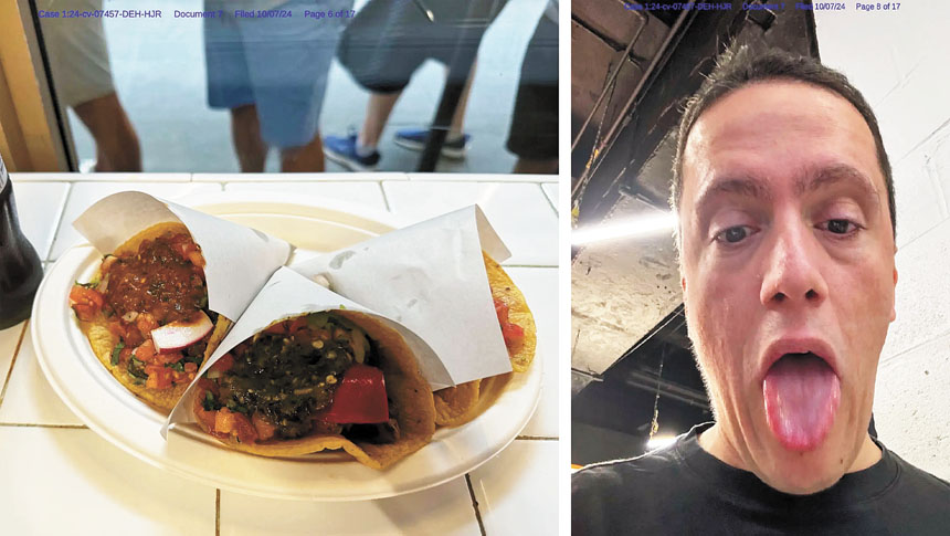 曼茨稱莎莎醬「過於辛辣」，導致其舌頭水泡與腹瀉。 紐約南區聯邦地方法院