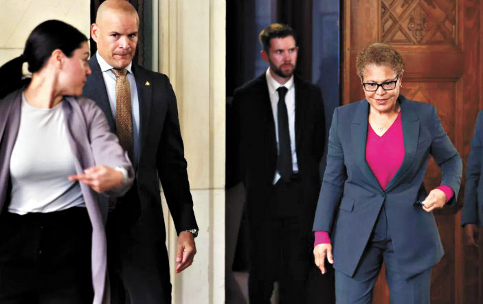 市長巴斯（右）的支持率僅20%。洛杉磯時報