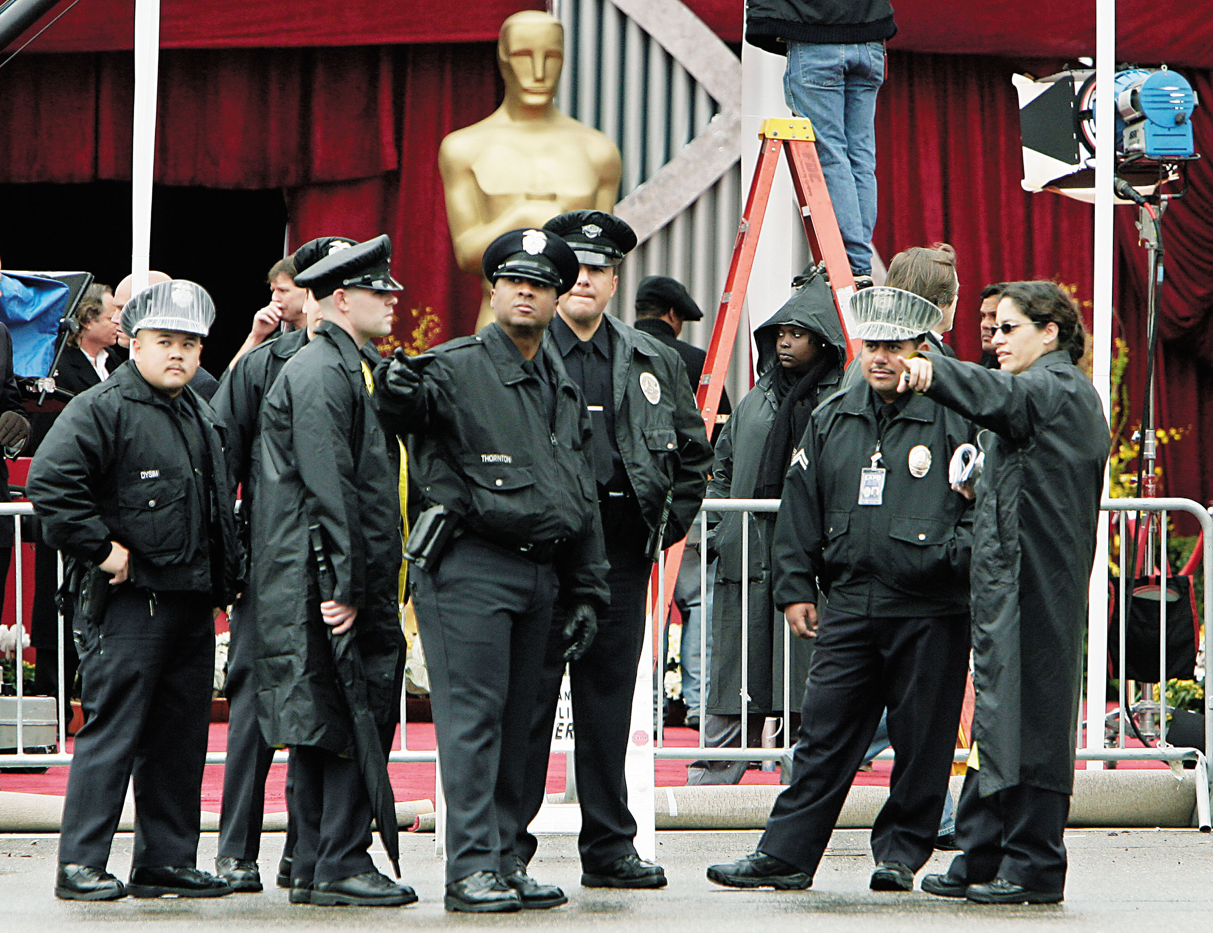 圖為往年洛市警察駐守在奧斯卡頒獎典禮會場外。美聯社