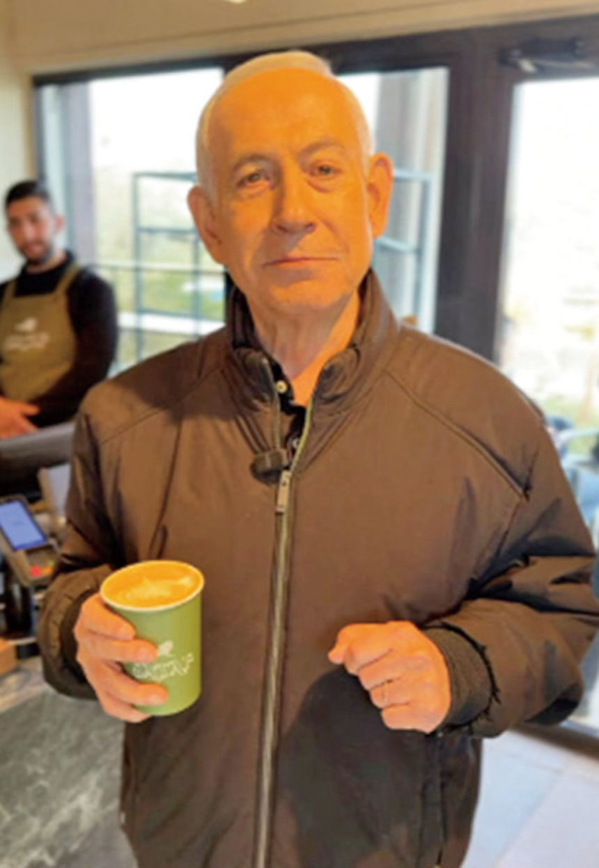 內塔尼亞胡發自己買咖啡的視頻。網上圖片